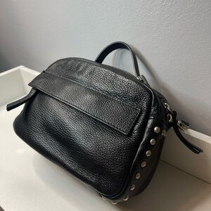 “Bata” Italian Black Leather Crossbody Bag